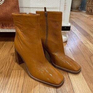 Vince Camuto Camel Brown Square Toe Booties, Never Worn!